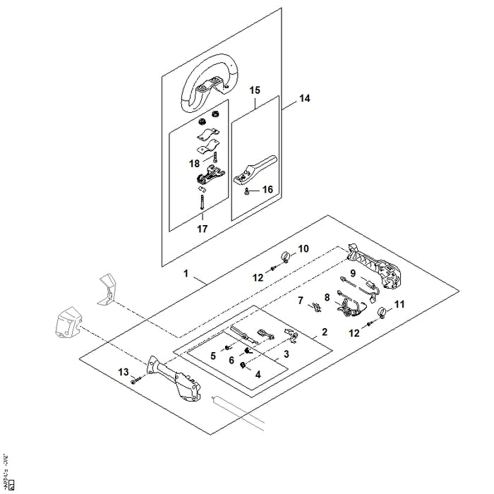 STIHL FA037901320 Bedienungsgriff positie 1 technische tekening