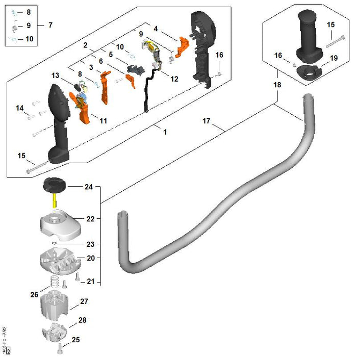 STIHL FA037901301 Bedienungsgriff positie 1 technische tekening