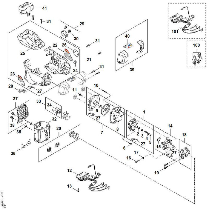 STIHL FA037904700 Spannschelle positie 100 technische tekening