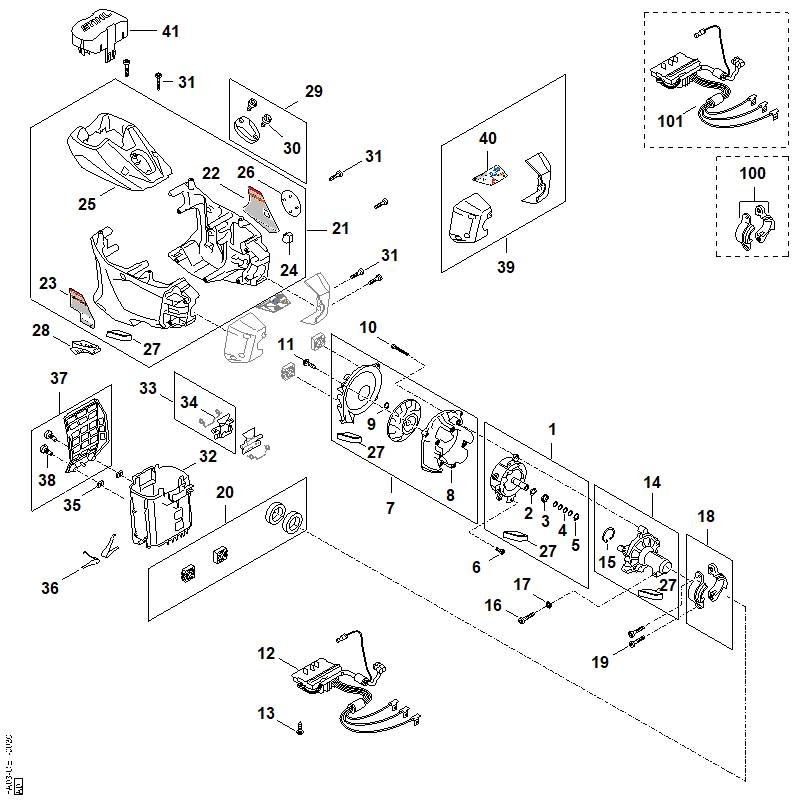 STIHL FA036020402 Abdeckung positie 28 technische tekening