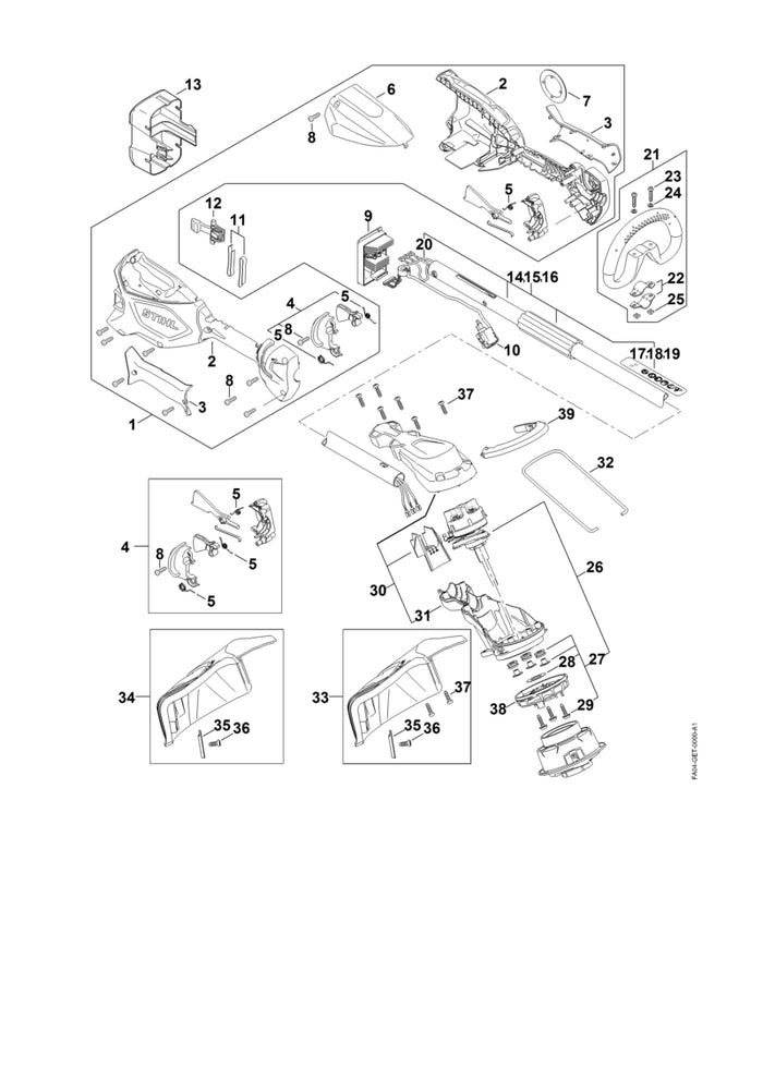 STIHL FA047900600 Griffschale positie 3 technische tekening