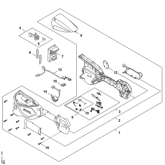 STIHL FA084300500 Schalter positie 14 technische tekening
