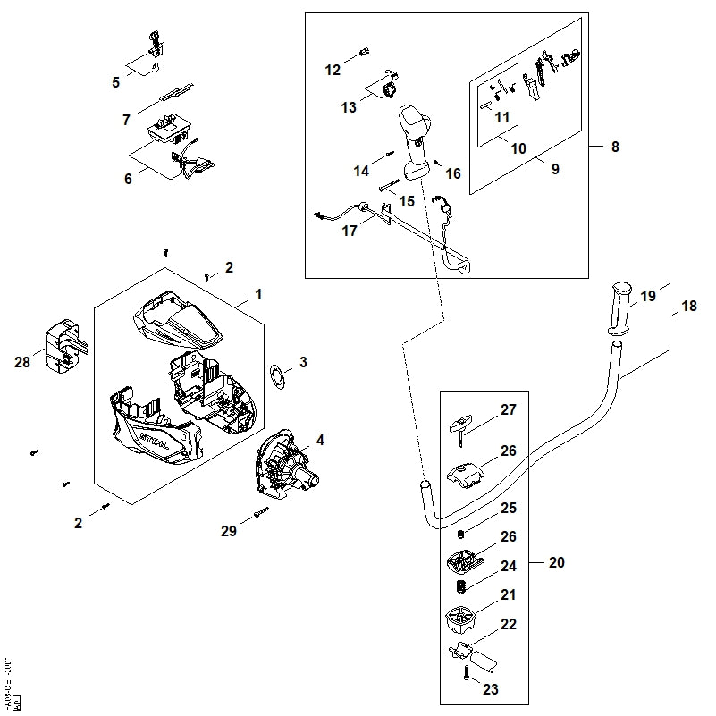 STIHL FA084301402 Elektronikmodul positie 6 technische tekening