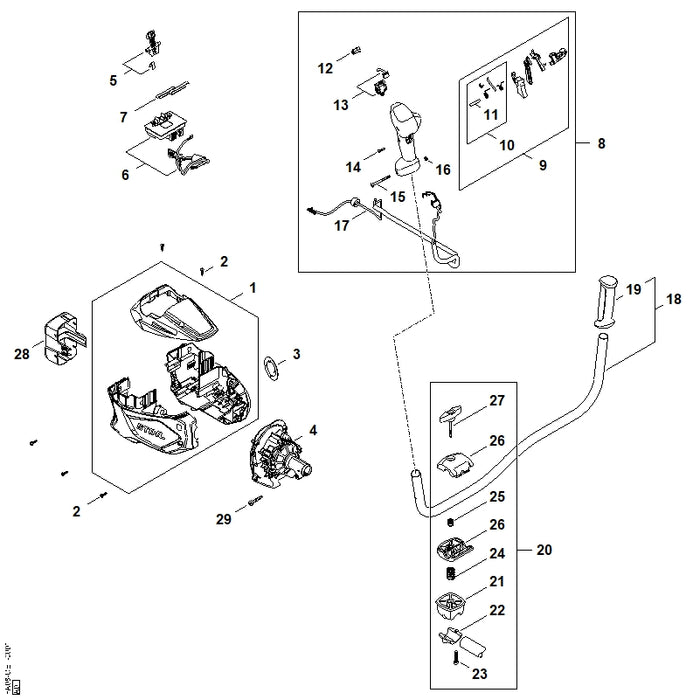 STIHL FA084301402 Elektronikmodul positie 6 technische tekening