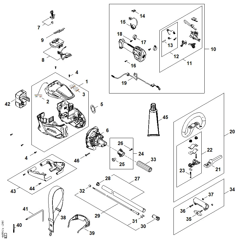 STIHL FA084301422 Elektronikmodul positie 8 technische tekening