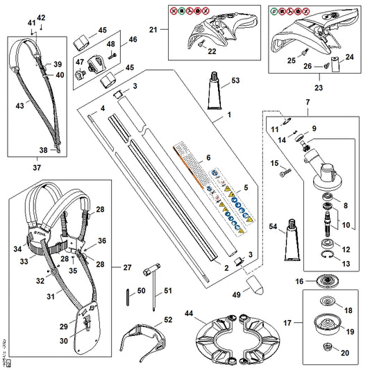 STIHL 0000-790-8808 Tragöse positie 46 technische tekening