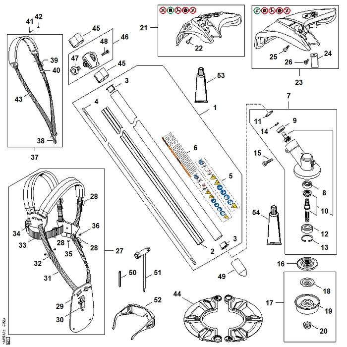STIHL FA087107155 Schaft positie 1 technische tekening