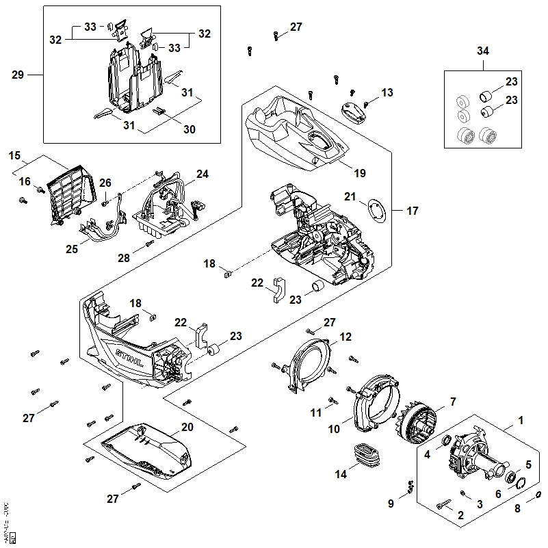 STIHL FA091222400 Faltenbalg positie 14 technische tekening