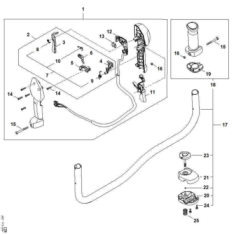 STIHL FA097901700 Griffrohr positie 17 technische tekening