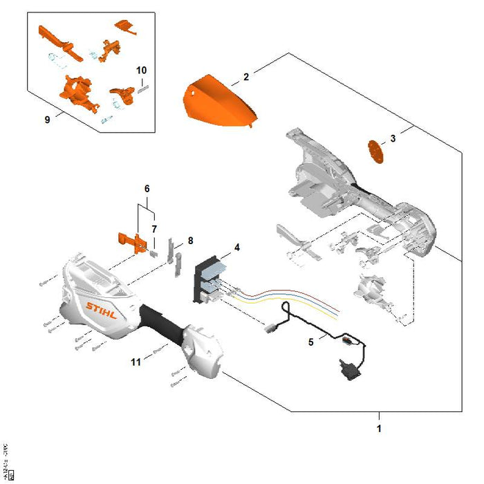 STIHL FA124403000 Kabelbaum positie 5 technische tekening