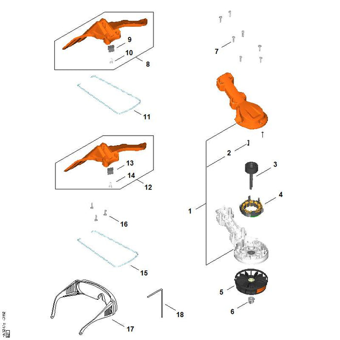 STIHL FA126000500 Stator positie 4 technische tekening