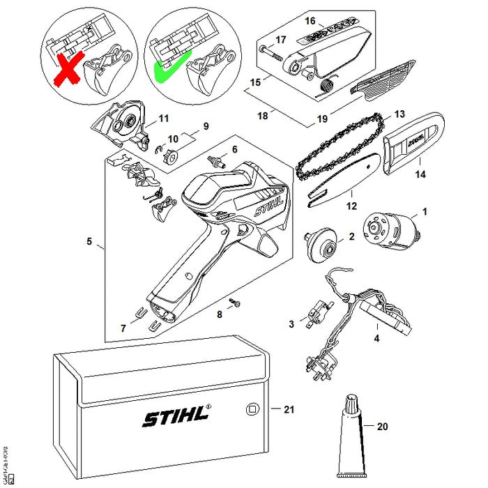 STIHL GA010074600 Satz Griffgehäuse mit Bedienelementen positie 5 technische tekening
