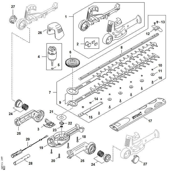 STIHL HA017106000 Messer positie 9 technische tekening