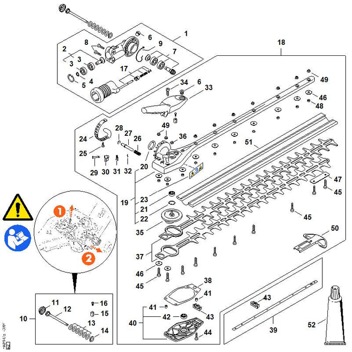 STIHL 0000-967-7299 Warnhinweis Piktogramm positie 23 technische tekening