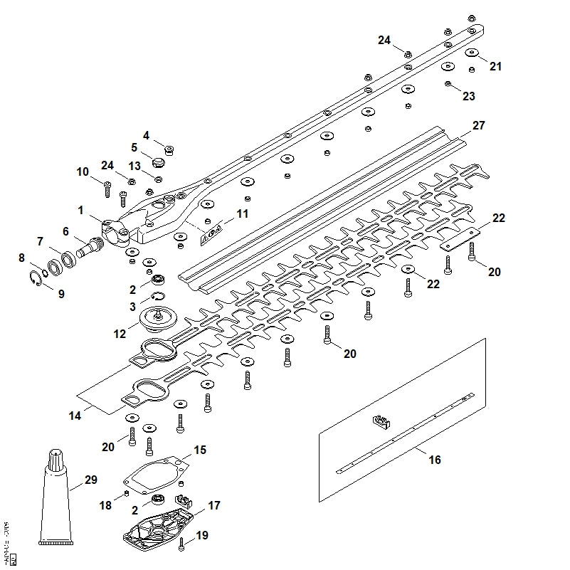 STIHL 4243-717-3102 Abdeckblech 600 mm positie 22 technische tekening
