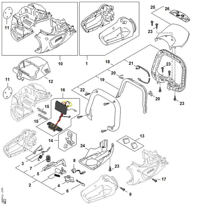 STIHL HA064300500 Schalter positie 8 technische tekening