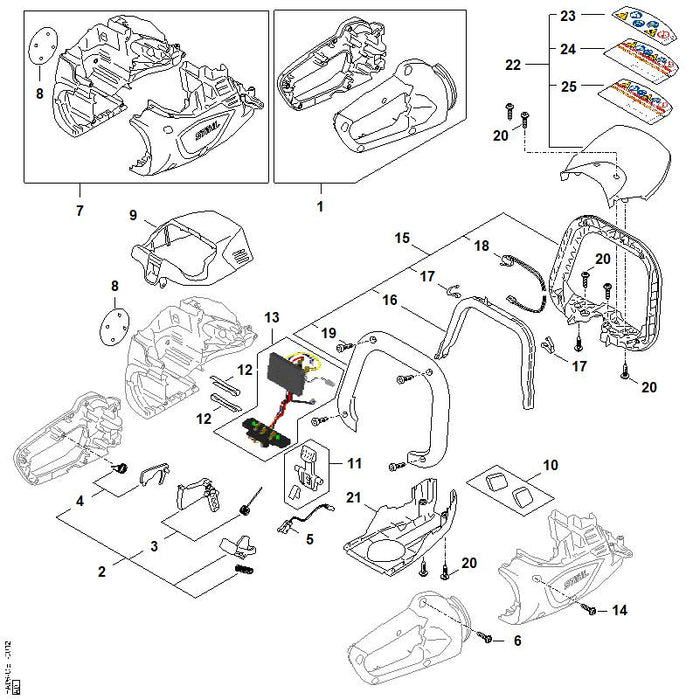 STIHL HA069677200 Warnhinweis Piktogramm HSA positie 23 technische tekening