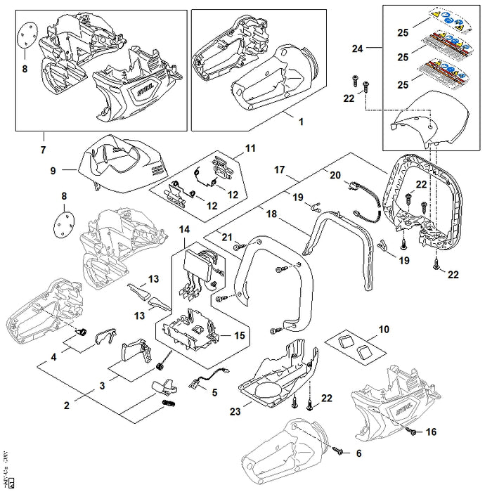 STIHL HA070073801 Satz Bedienelemente positie 2 technische tekening