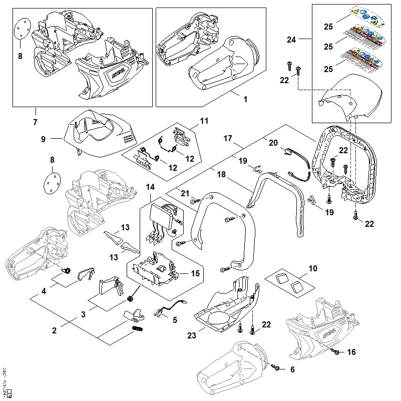STIHL HA074302100 Schalthebel positie 3 technische tekening
