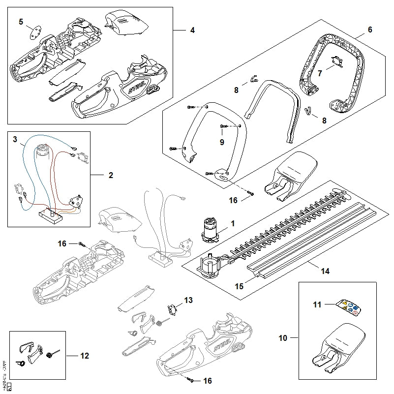 STIHL HA084302200 Kabelbaum positie 3 technische tekening