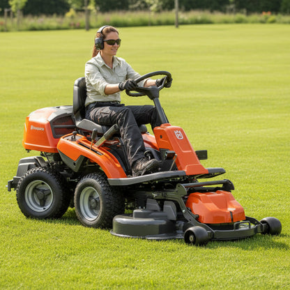 Husqvarna Benzin-Aufsitzfrontmäher R 214C in Aktion