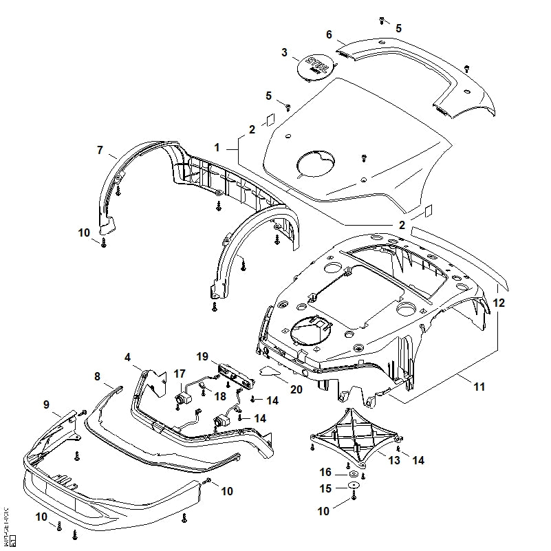 STIHL IA017014403 Schutzleiste positie 7 technische tekening