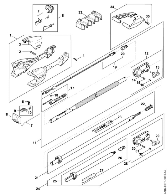 STIHL 0000-967-7376 Warnhinweis Piktogramm positie 23 technische tekening