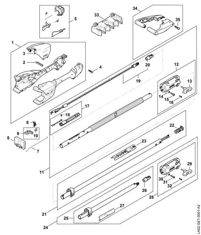 STIHL 0000-967-7376 Warnhinweis Piktogramm positie 23 technische tekening