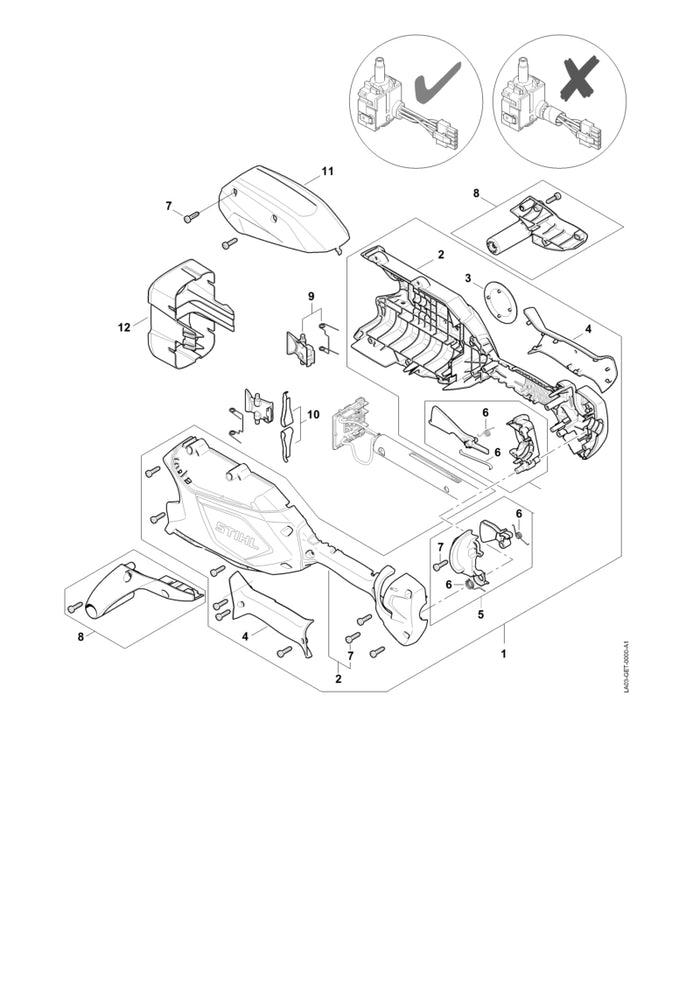 STIHL LA039671501 Typenschild HTA 86 positie 3 technische tekening