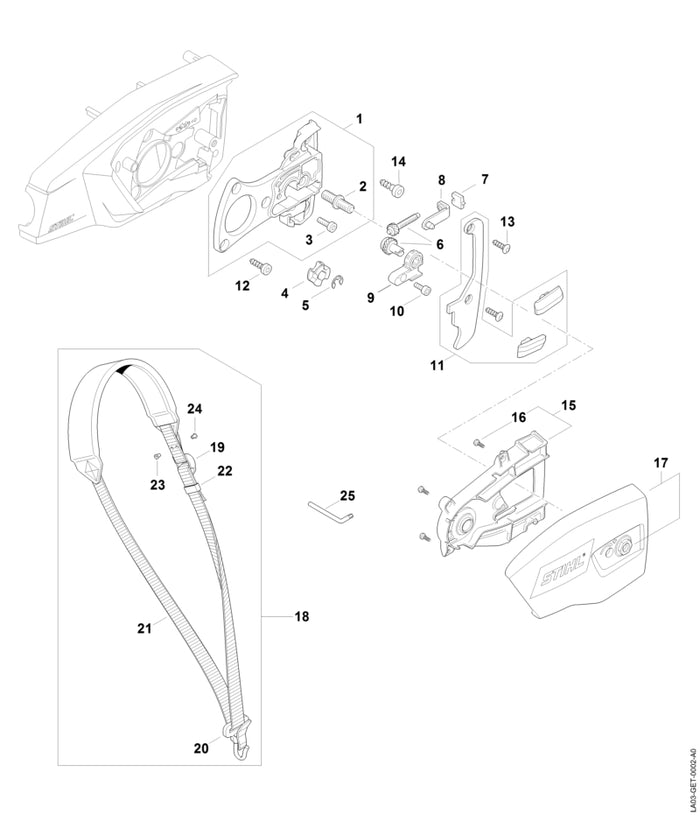 STIHL 9074-477-2306 Schraube IS-P3x8 positie 16 technische tekening
