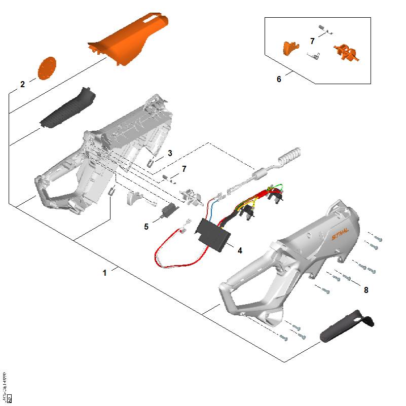 STIHL LA054301400 Elektronikmodul positie 4 technische tekening