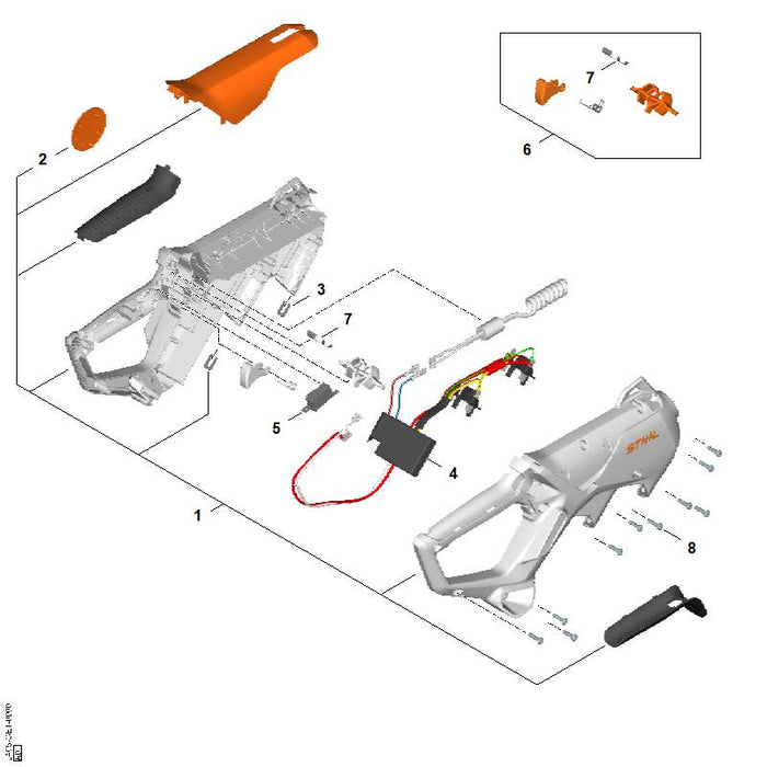 STIHL LA057901000 Griffgehäuse positie 1 technische tekening
