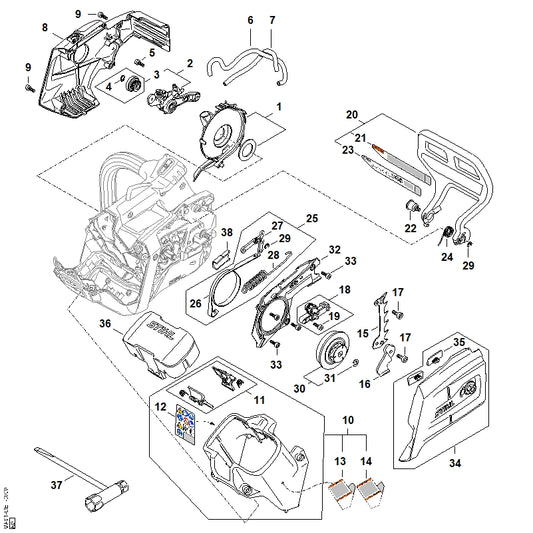 STIHL 0000-790-6106 Kombischraube positie 22 technische tekening