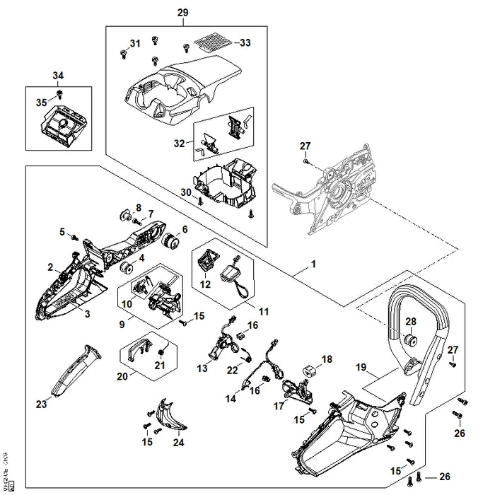 STIHL 0000-989-0504 Gummitülle positie 16 technische tekening