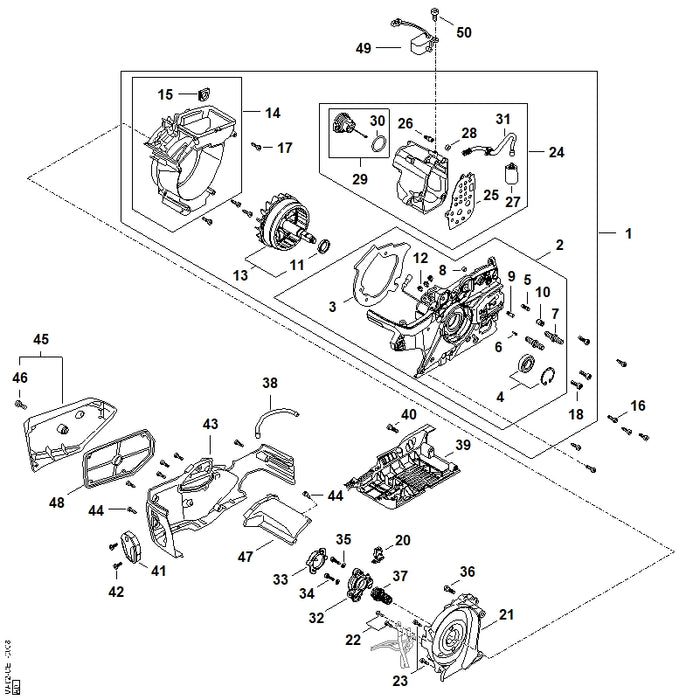 STIHL MA020071001 Satz Kugellager positie 4 technische tekening