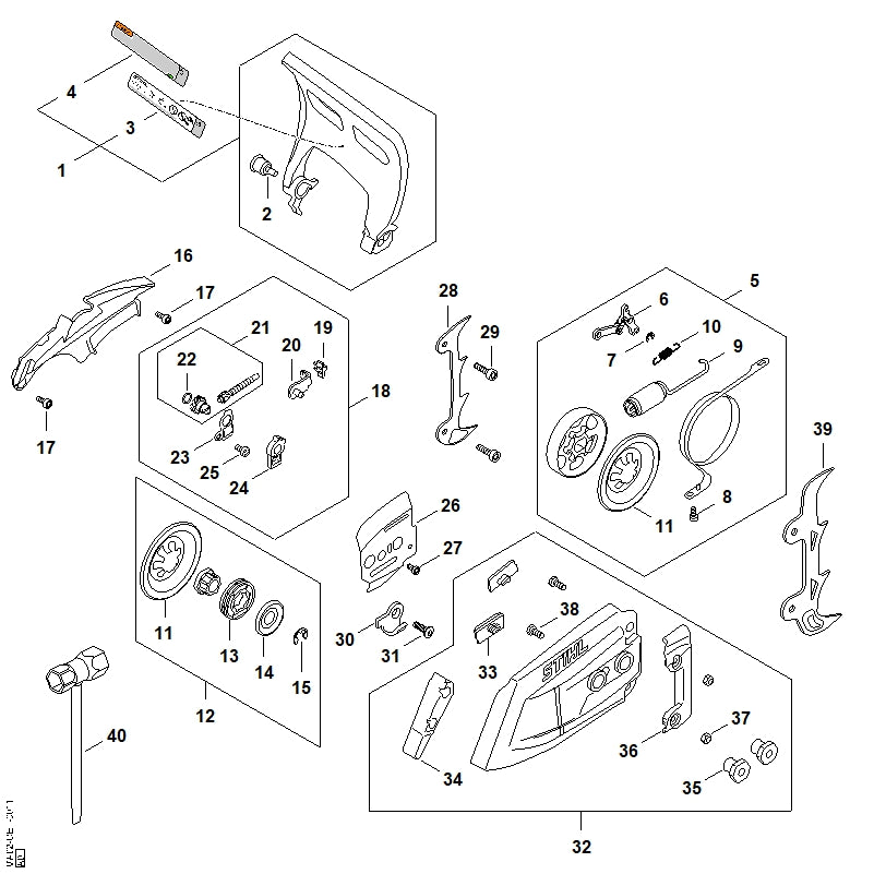 STIHL MA021605500 Zugfeder positie 9 technische tekening