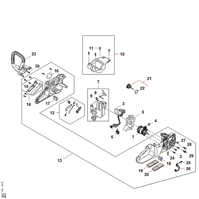 STIHL MA044301410 Elektronikmodul positie 3 technische tekening