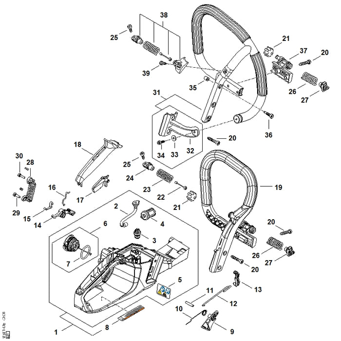 STIHL MB017913102 Feder positie 23 technische tekening