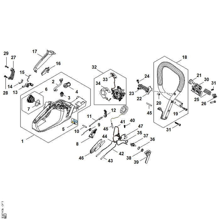 STIHL 1128-432-2200 Sechskantmutter positie 38 technische tekening