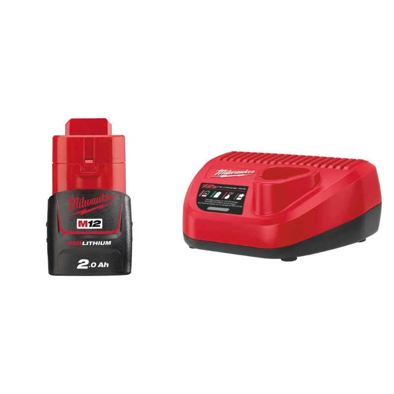 Milwaukee Pack M12 NRG-201 mit 1 x Akku M12 2,0 Ah und 1 x C12 C-Ladegerät