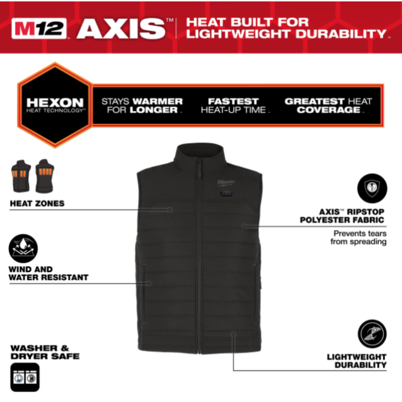 Milwaukee Heated Puffer Vest M12 HPVBL3-0 - schwarz - M