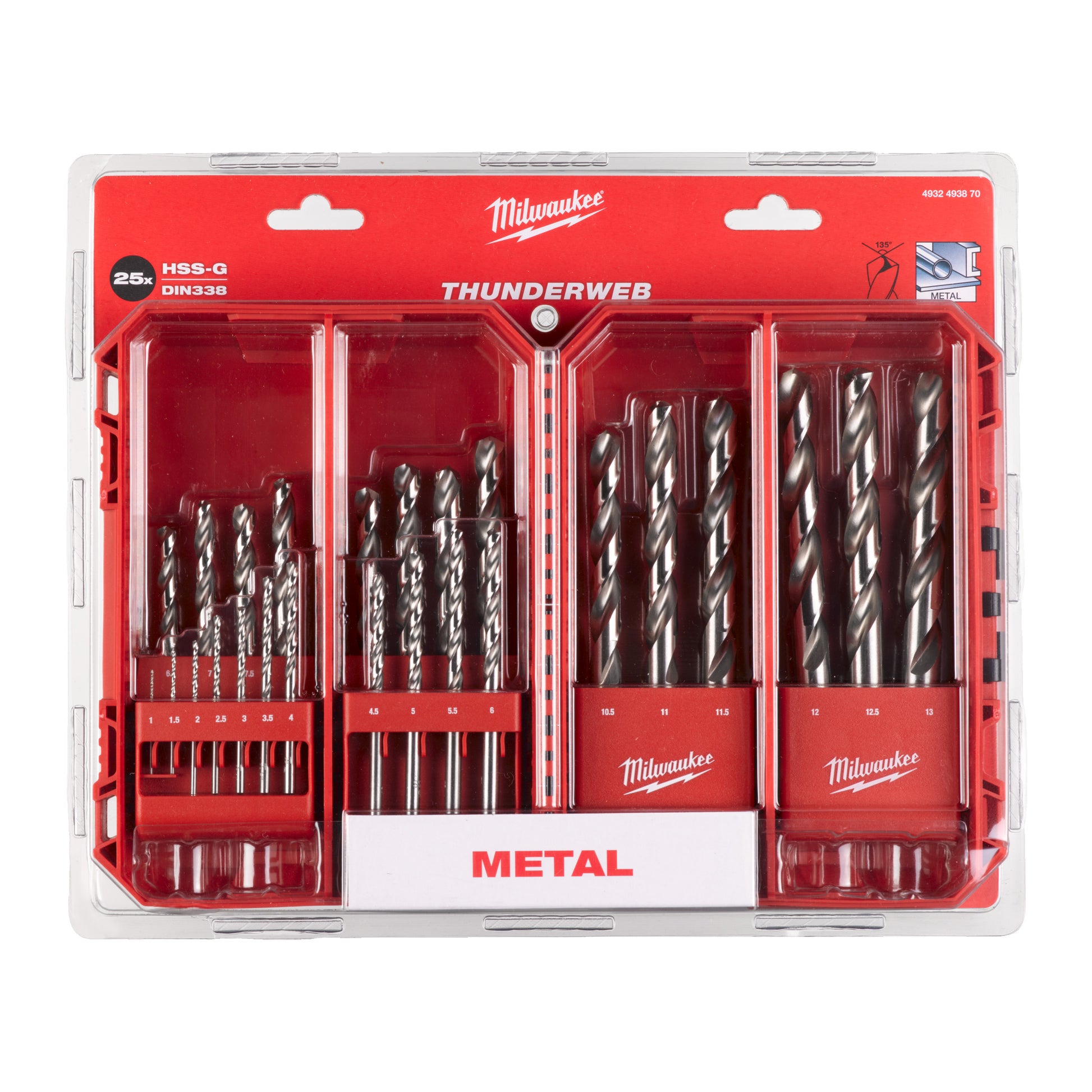 Milwaukee Metallbohrer-Set Thunderweb HSS-G - 25-teilig Packung