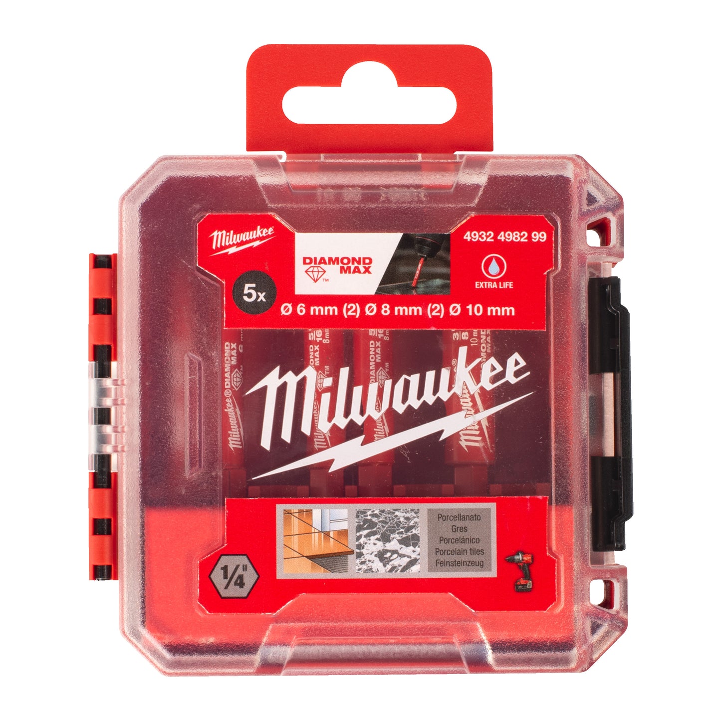 Milwaukee Nassbohrer-Set DIAMOND MAX 6, 8, 10 mm - 5-teilig Packung