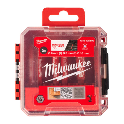 Milwaukee Nassbohrer-Set DIAMOND MAX 6, 8, 10 mm - 5-teilig Packung