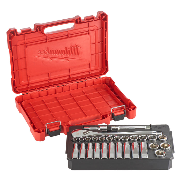 Milwaukee Ratschen- und Steckschlüssel-Set 1/2" metrisch - 28-teilig