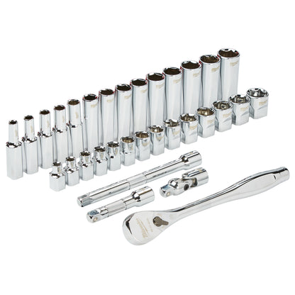 Milwaukee Ratschen- und Steckschlüssel-Set 3/8" metrisch - 32-teilig 2
