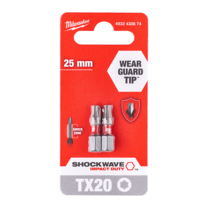 Milwaukee SHOCKWAVE™ IMPACT DUTY Schraubbits Shockwave TX20 x 25 mm