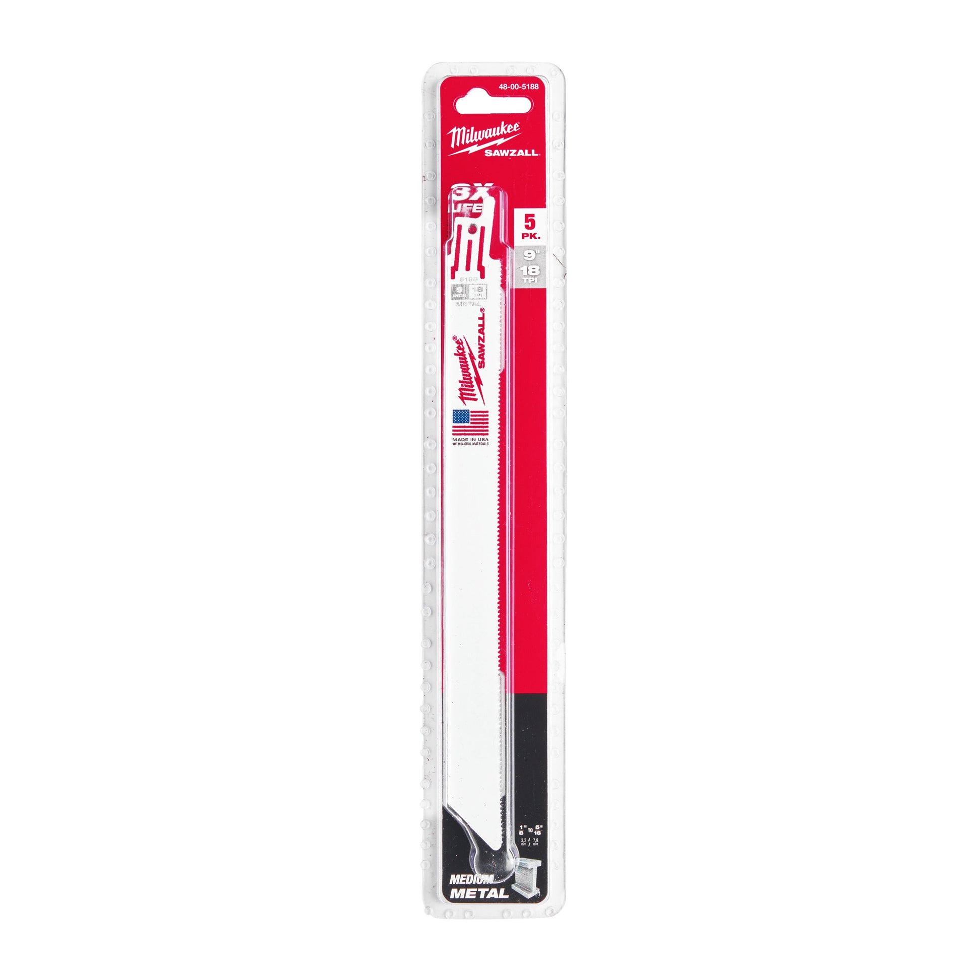 Milwaukee Sägeblätter THIN KERF 230 x 18 Tpi - 5 Stück Packung