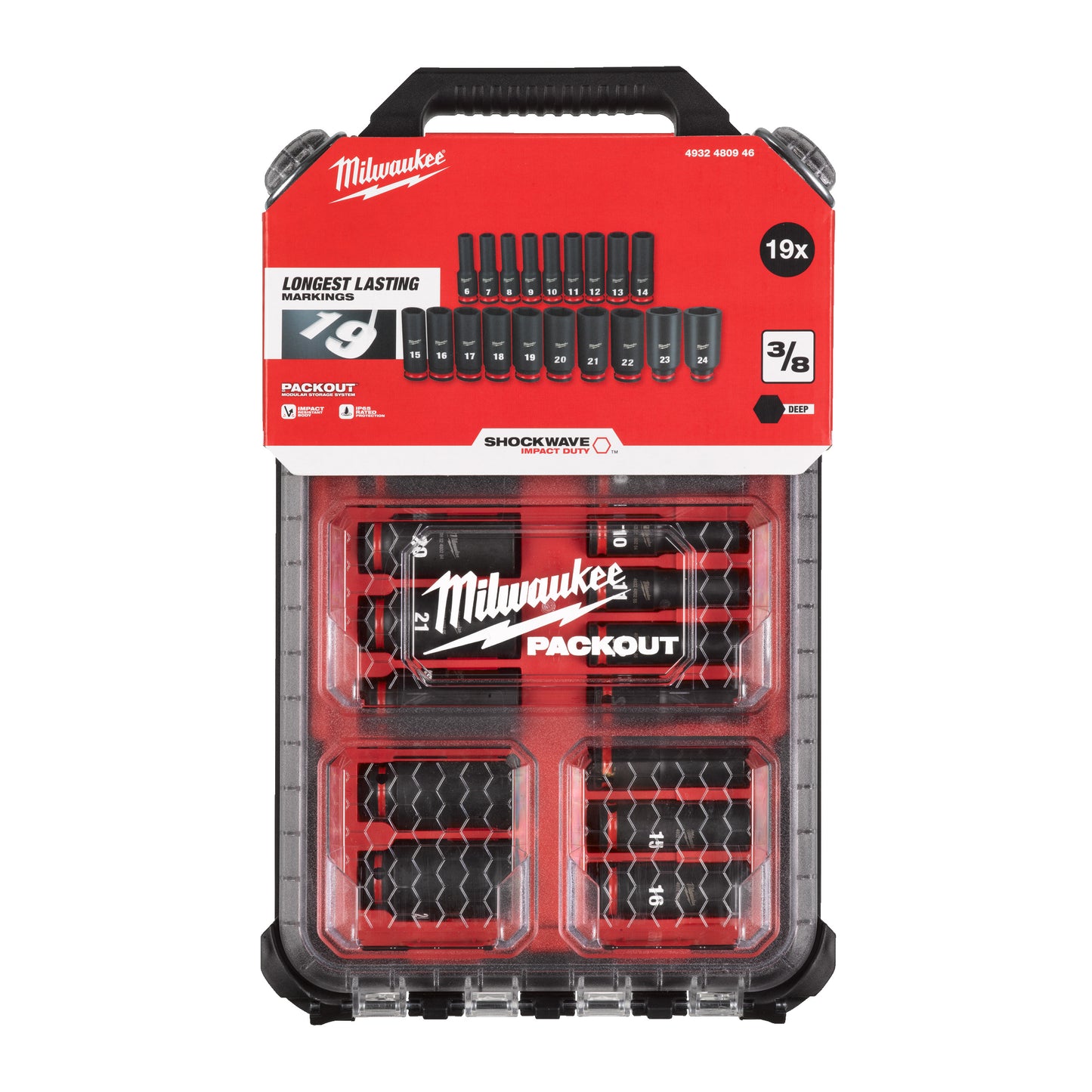 Milwaukee Schlagnuss-Set SHOCKWAVE IMPACT DUTY ⅜" - 19-teilig Packung