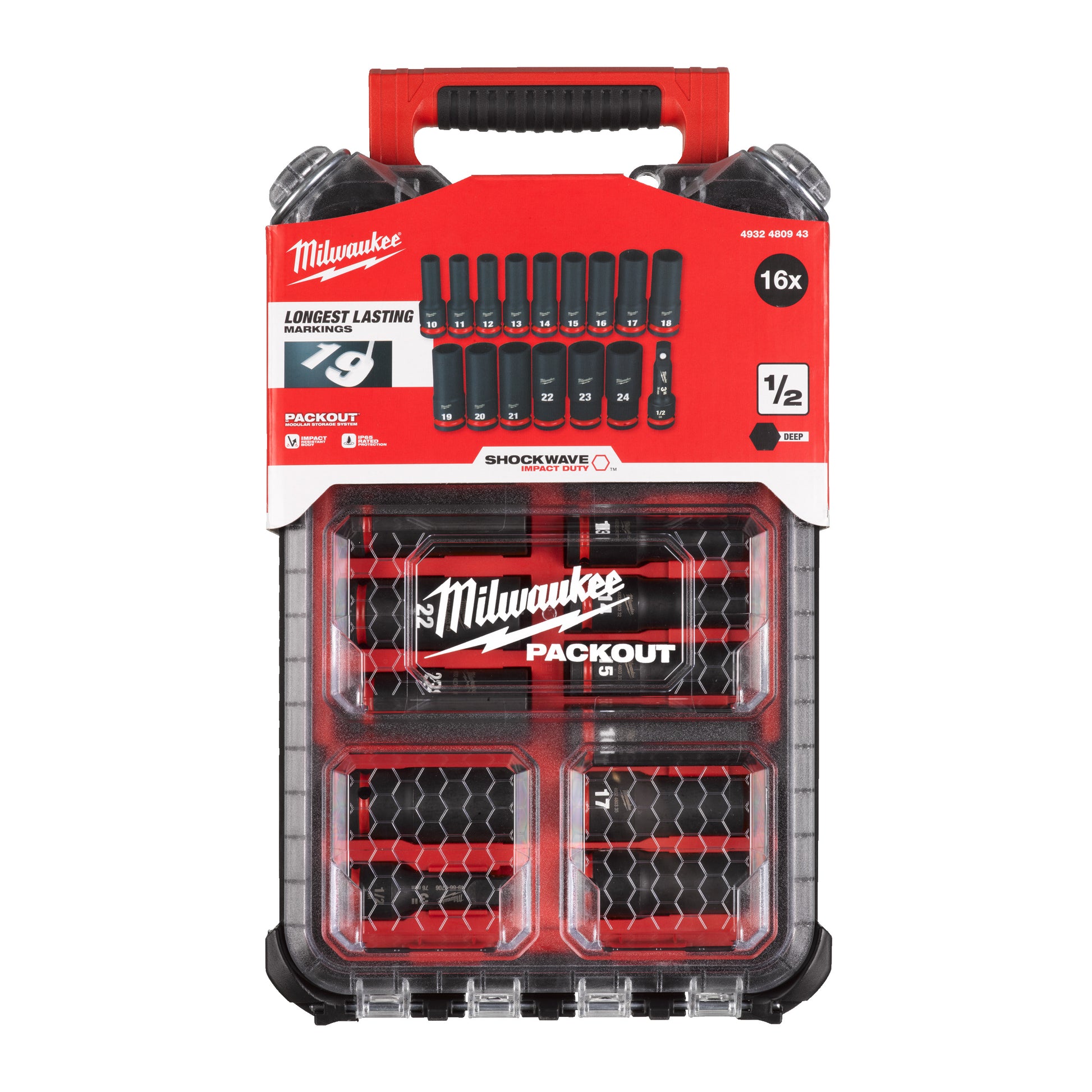 Milwaukee Steckschlüssel-Set SHOCKWAVE 1/2” - 16-teilig Packung